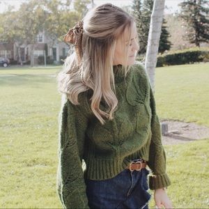 Urban outfitters green cropped turtleneck sweater